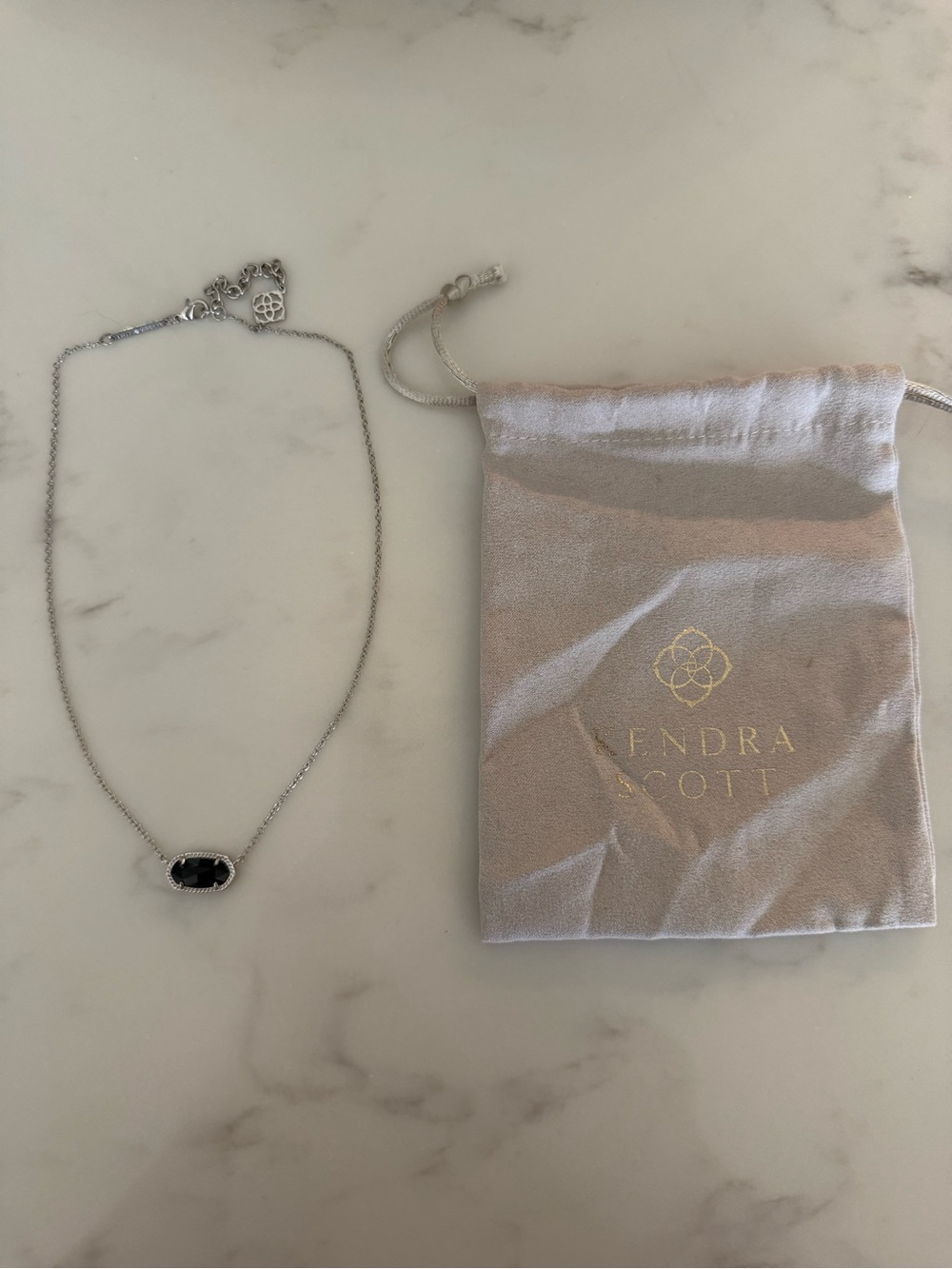 Kendra Scott Elisa Color Bar Silver Necklace with Black Stone Pendant